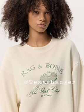 Rag and Bone NWT Racquetball Sweatshirt M Medium Ivory